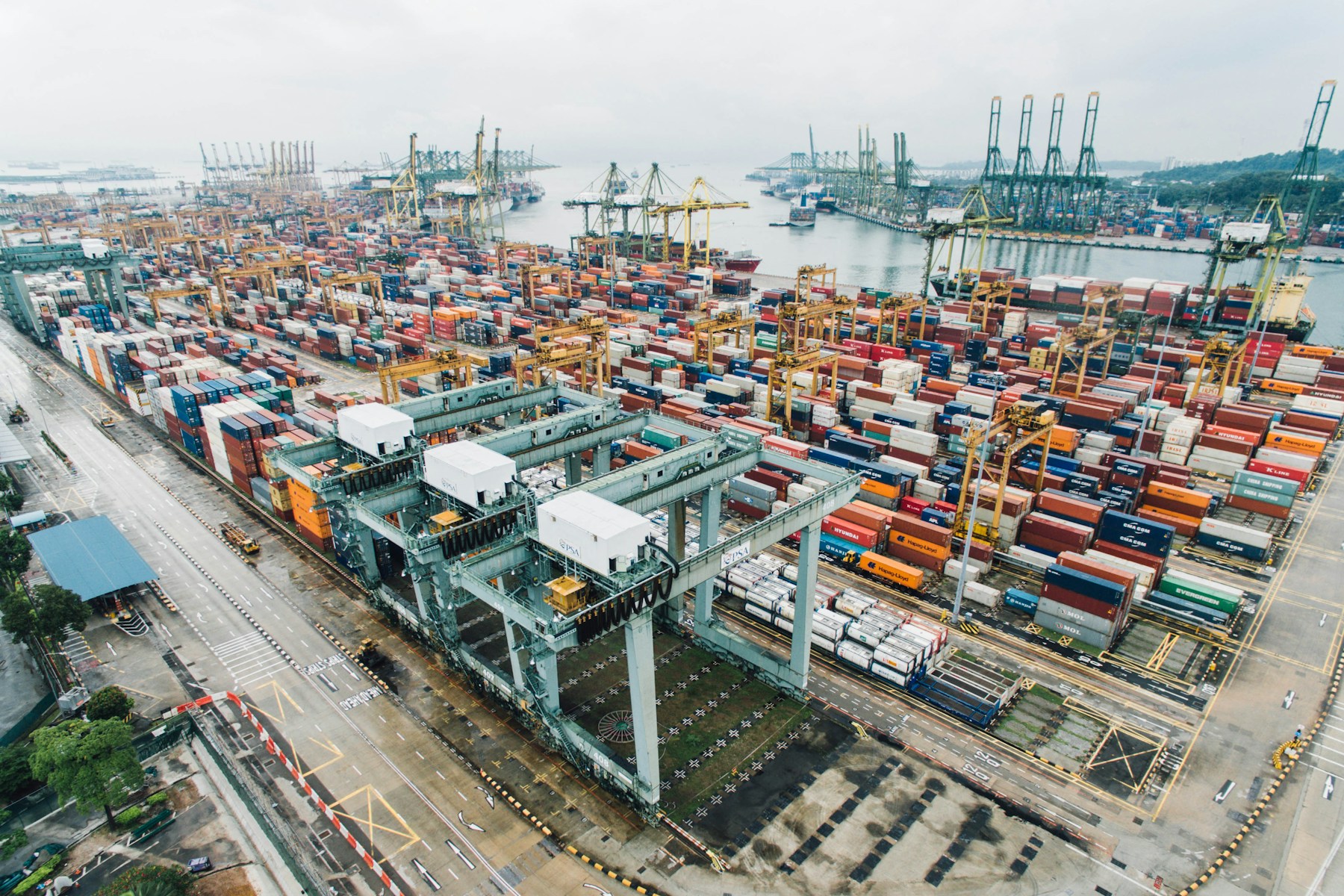 Professional global logistics operation at a commercial shipping port