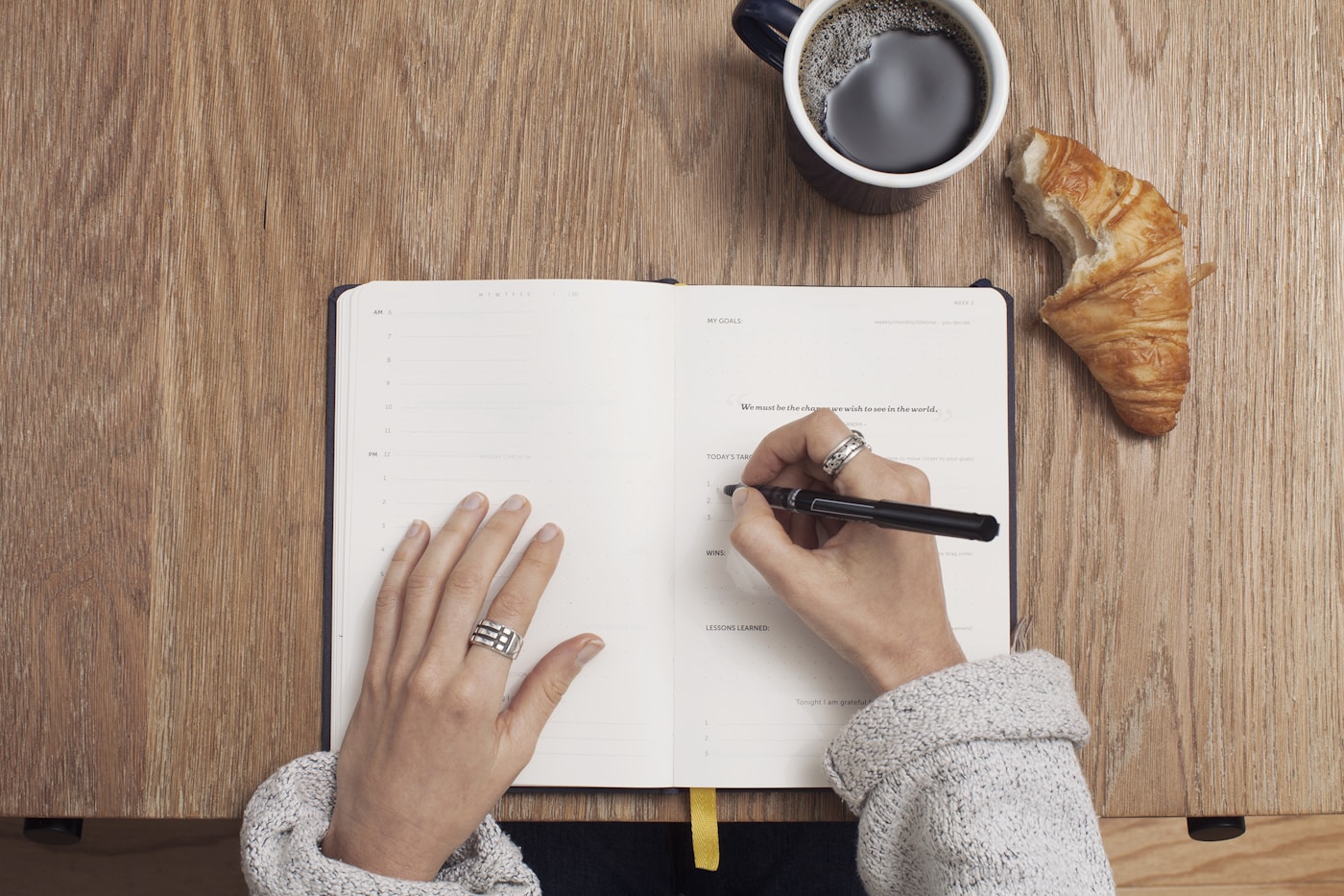 Professional office workspace with planning and workplace essentials